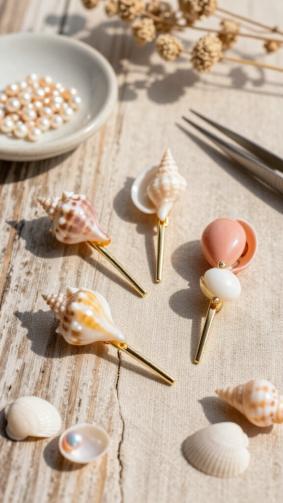 Seashell hairpins and barrettes