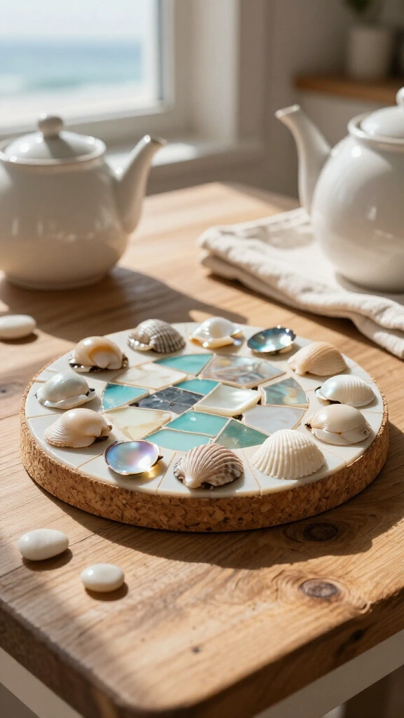 Crushed shell mosaic trivet