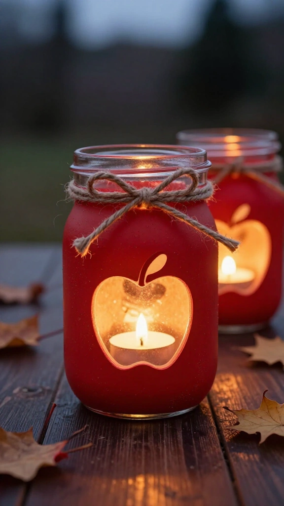 Recycled Mason Jar Apple Votives