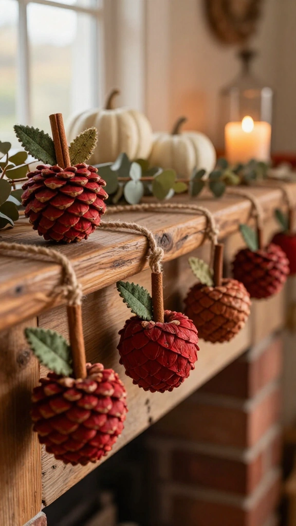 Rustic Pinecone Apple Ornaments