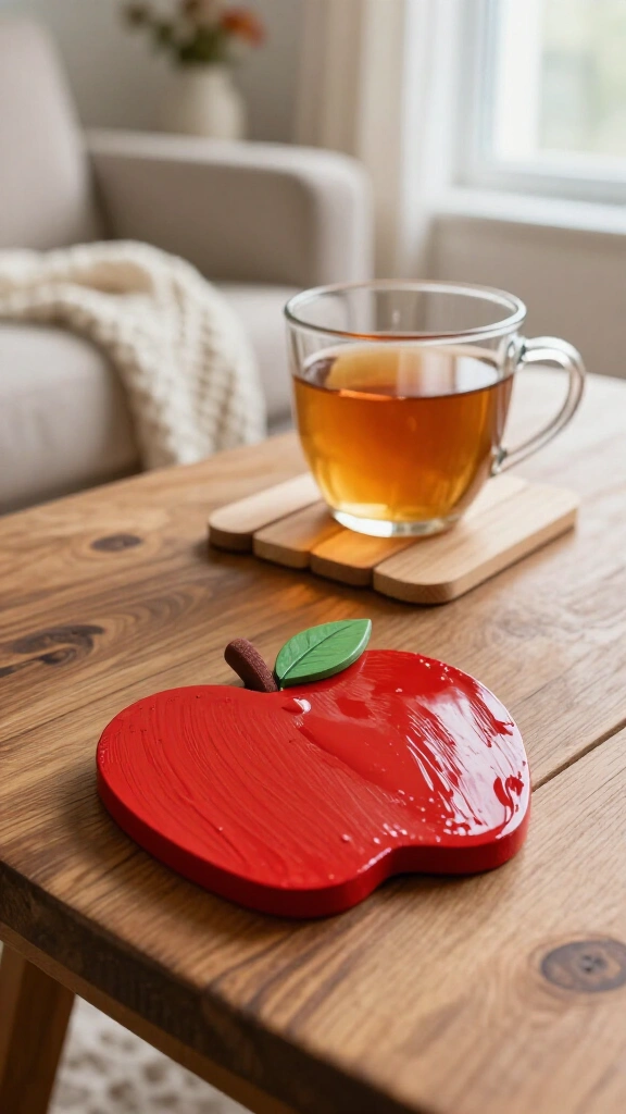 Popsicle Stick Apple Coasters