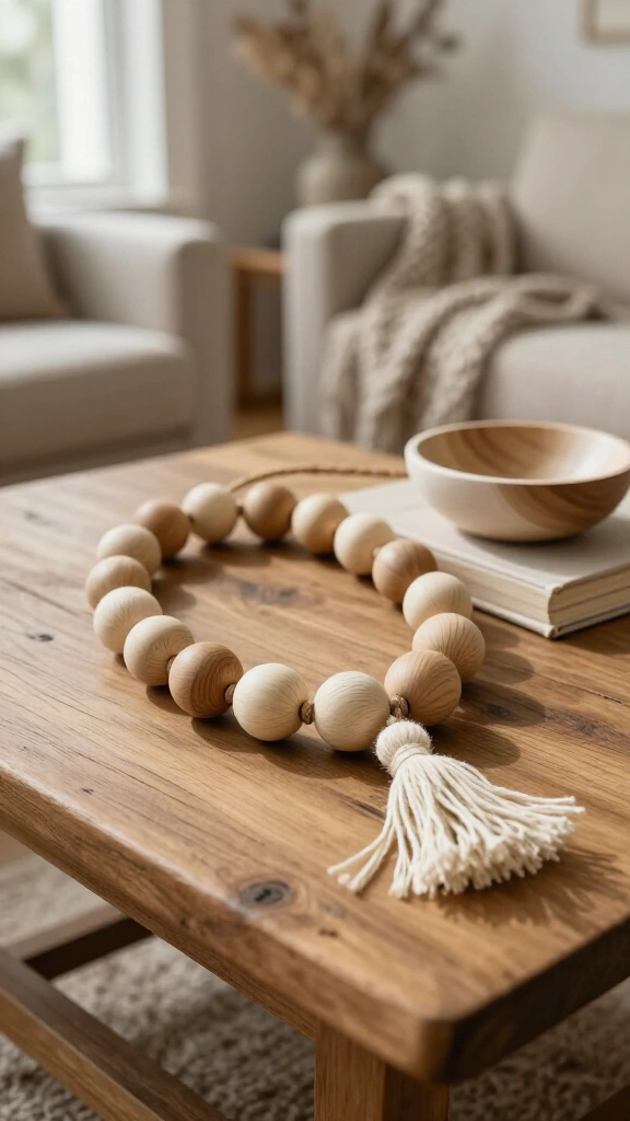 Farmhouse Wooden Bead Garland