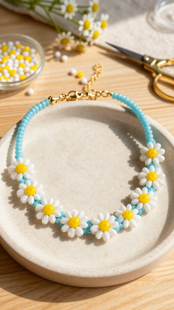 Seed Bead Daisy Chain Choker
