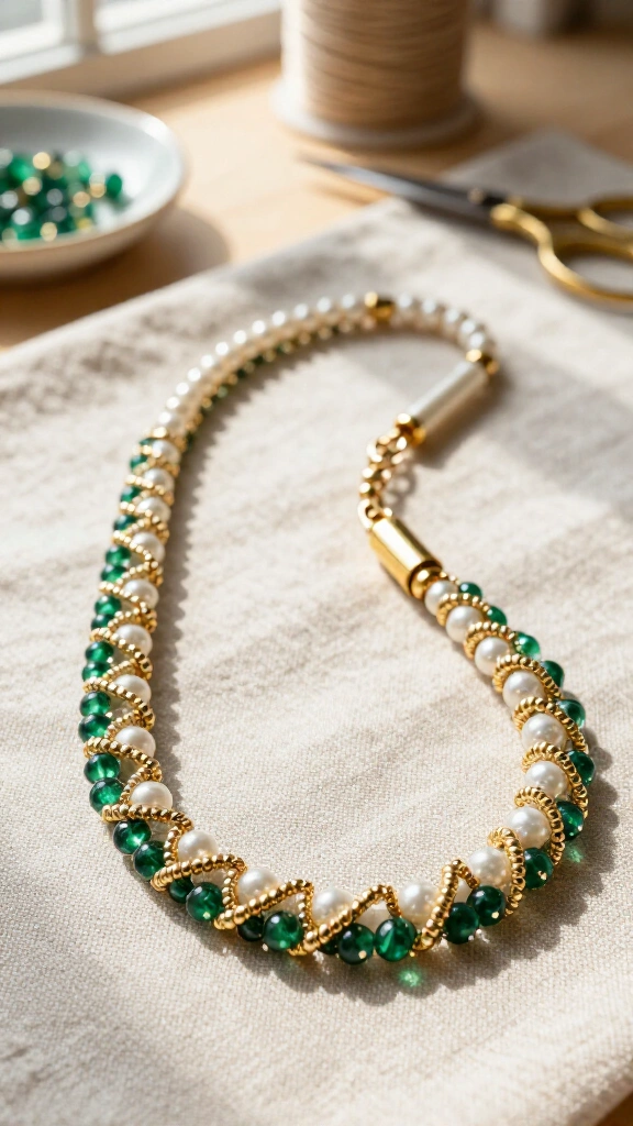 Spiral Rope Seed Bead Necklace