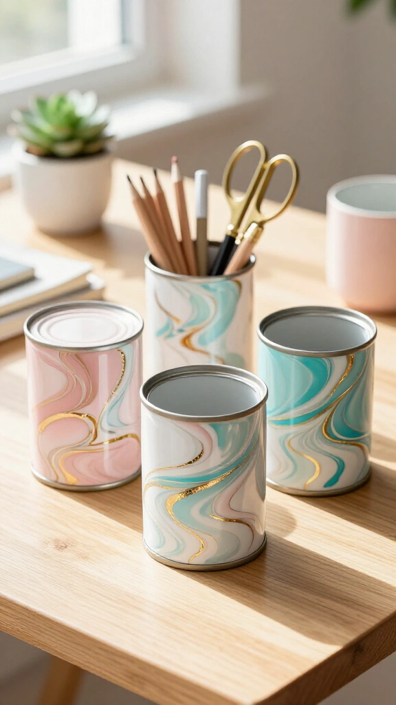 Marbled Enamel Pen Holders