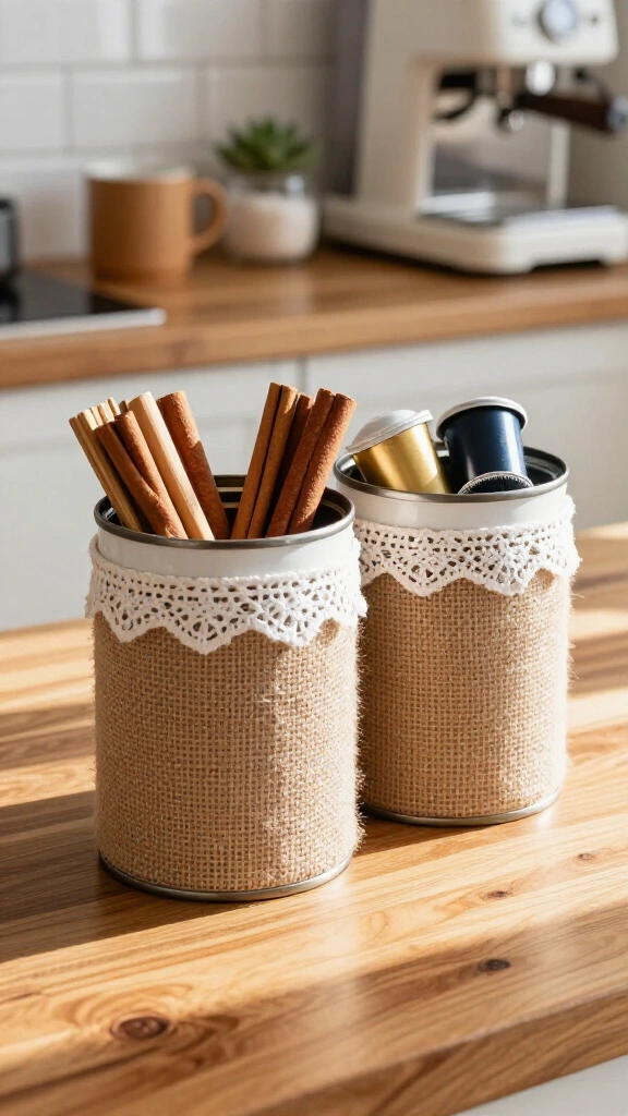 Burlap Coffee Bar Container