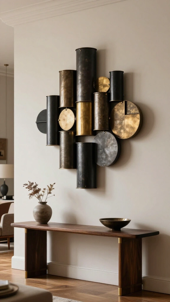 Metallic Geometric Wall Art Installation
