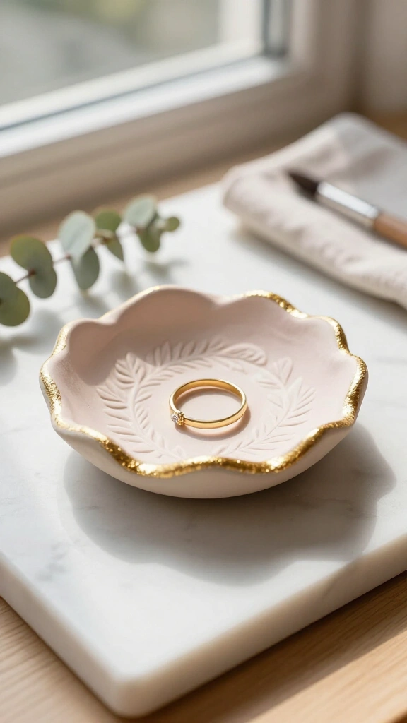 Stamped Polymer Clay Ring Dish