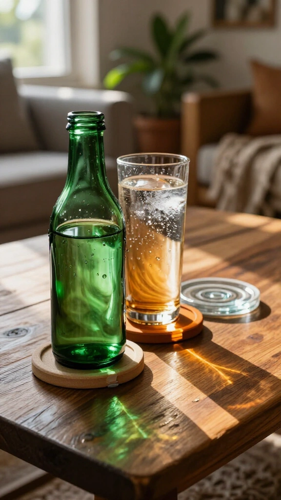 Recycled Bottle Bottom Drink Coasters