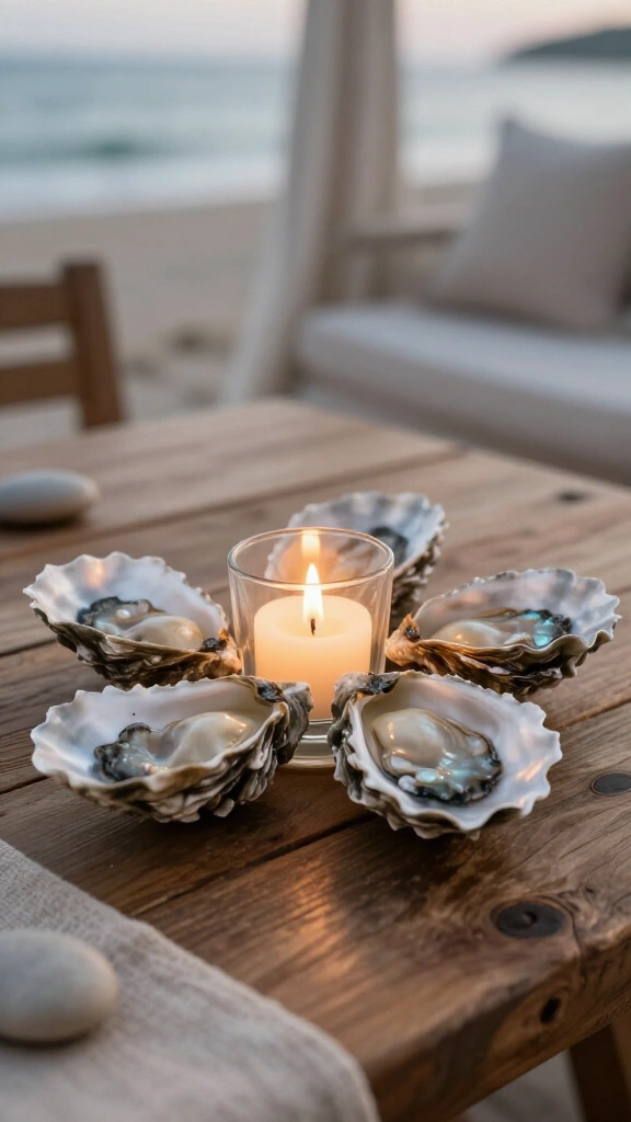 Coastal Oyster Shell Candle Holders