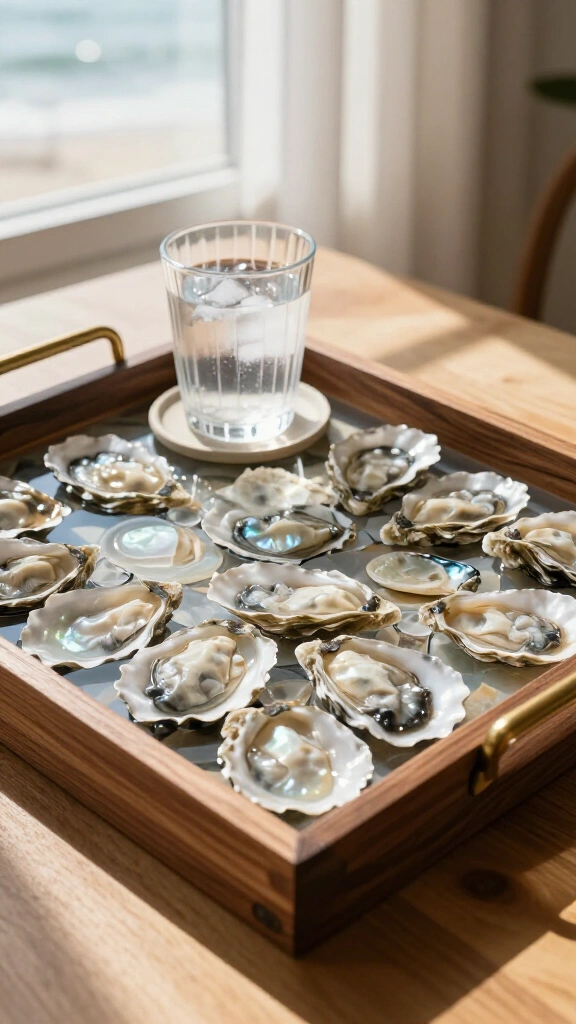 Mosaic Oyster Shell Serving Tray