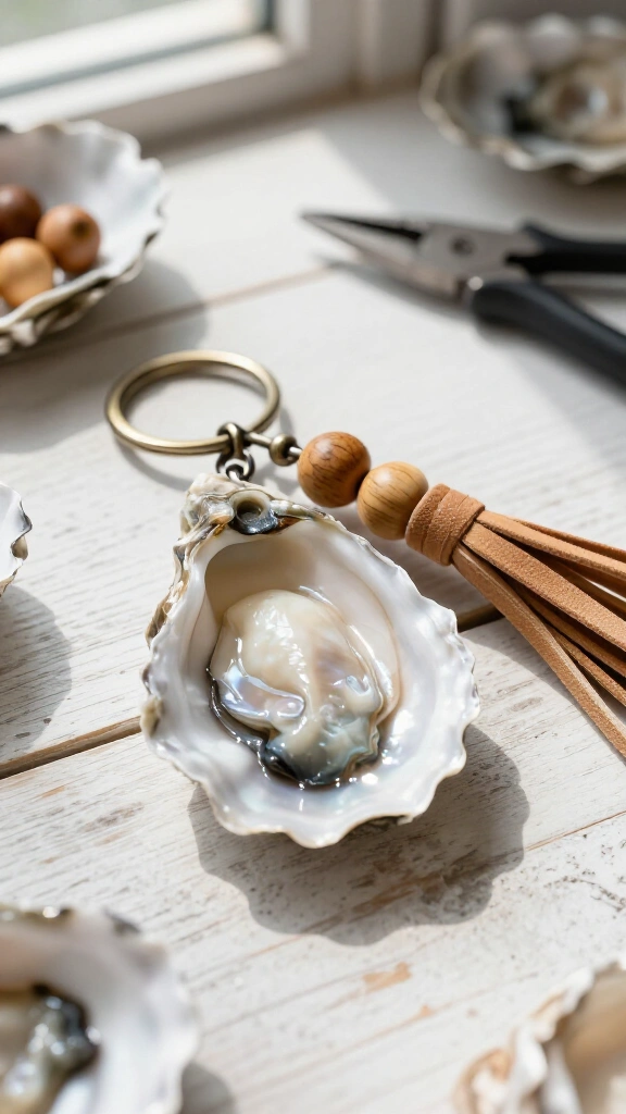 Beaded Shell Keychain Charms