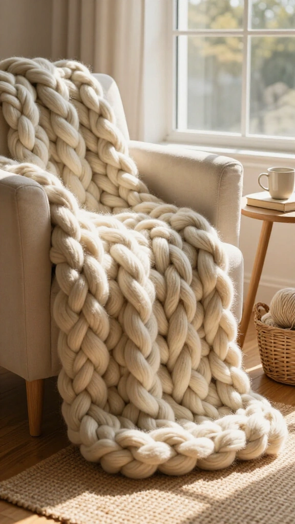 Chunky Arm-Knitted Throw Blankets