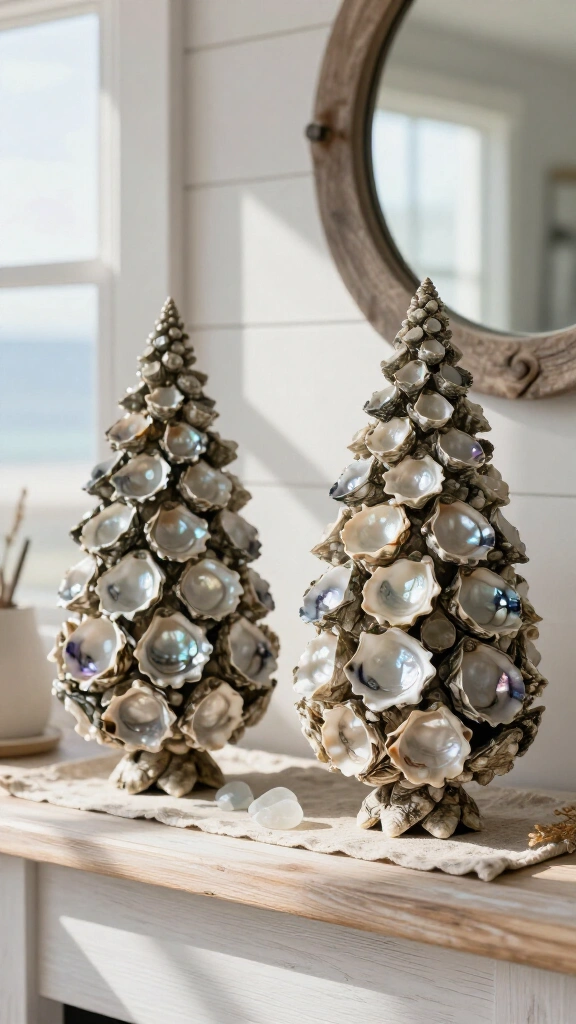 Coastal Oyster Shell Topiary Tree