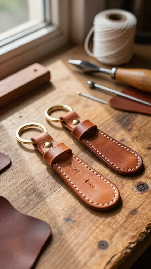 Hand-Stitched Leather Keychains