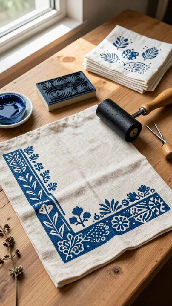 Block-Printed Linen Napkins