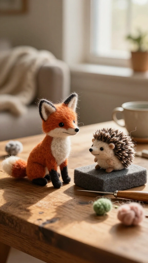 Needle-Felted Wool Animal Figurines