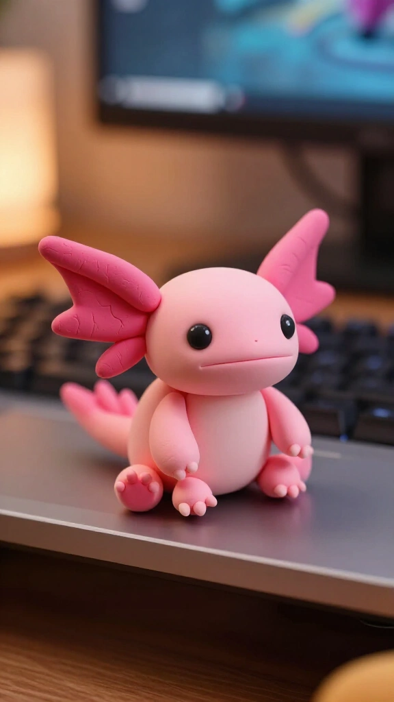 Polymer clay axolotl figures