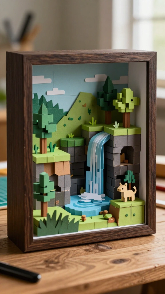 3D papercraft biome diorama