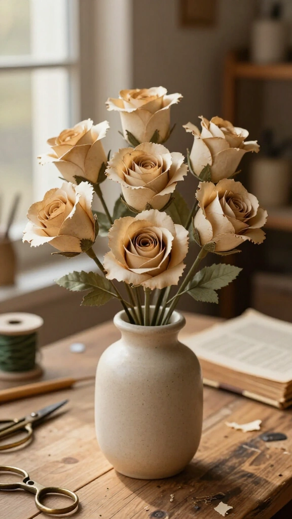 Dimensional Book Page Roses