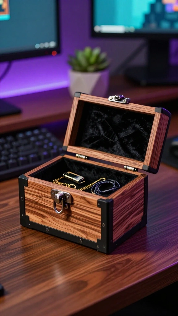 Wooden storage chest jewelry box
