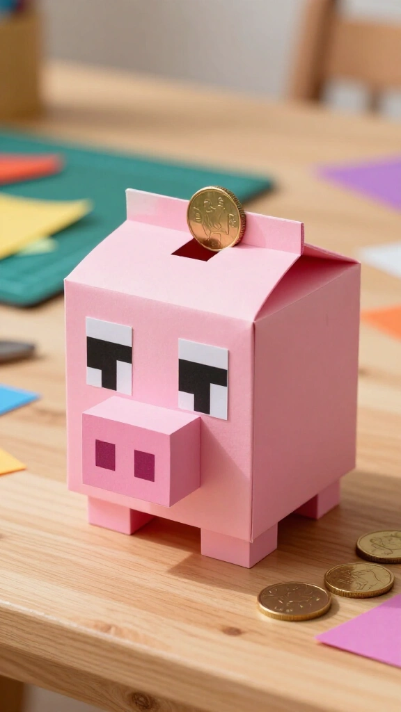 Upcycled milk carton piggy bank