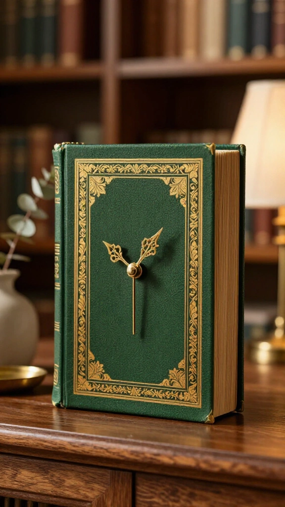 Vintage Book Table Clock