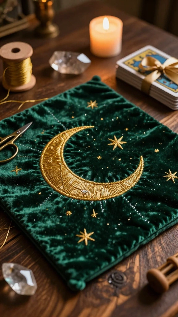 Hand-Embroidered Velvet Tarot Cloth
