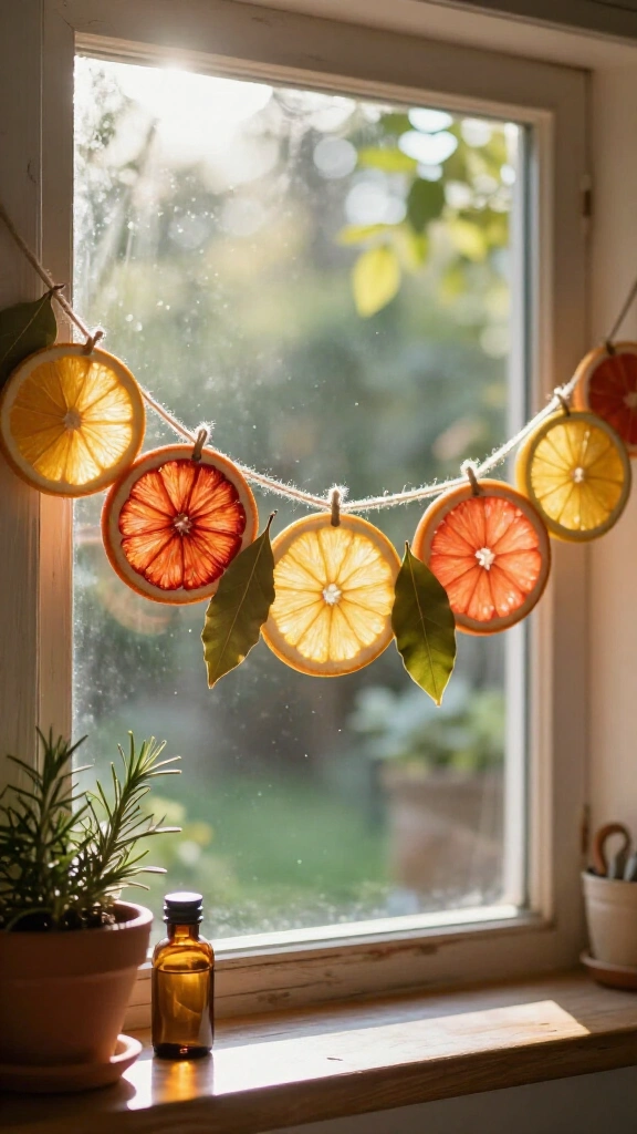 Dehydrated Citrus Sun Wheel Garland