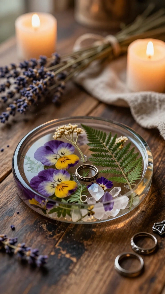 Pressed Flower Resin Altar Dish