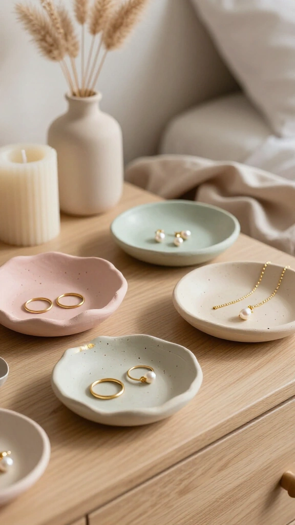 Organic air-dry clay trinket dishes