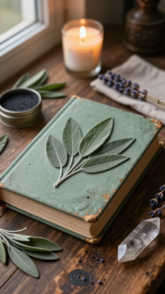 Botanical-Imprinted Grimoire Cover