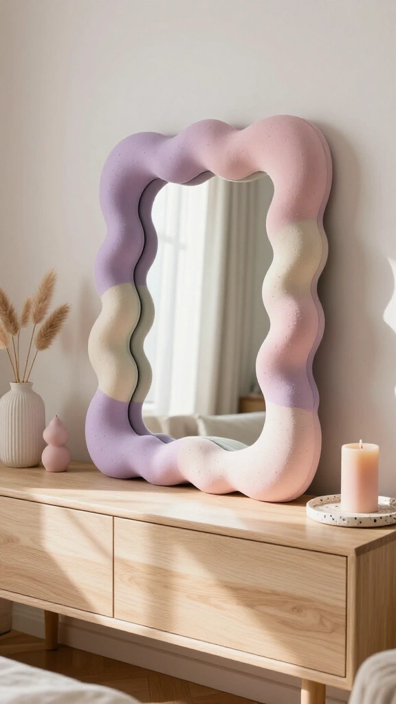 Pastel expanding foam accent mirror