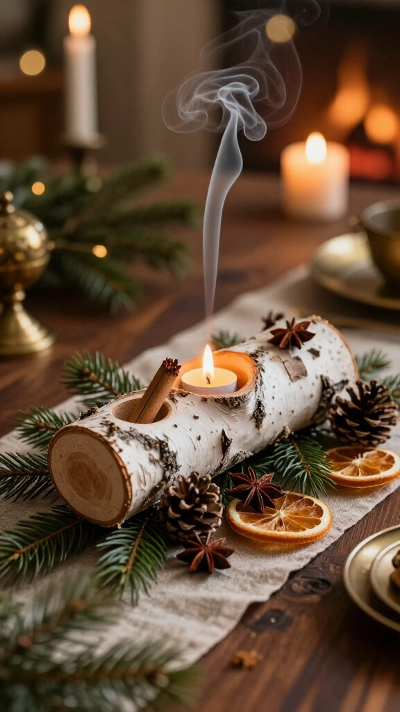 Mini Yule Log Incense Burner