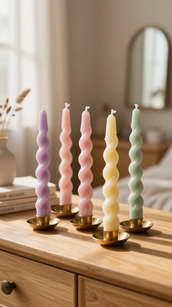 Twisted pastel taper candles