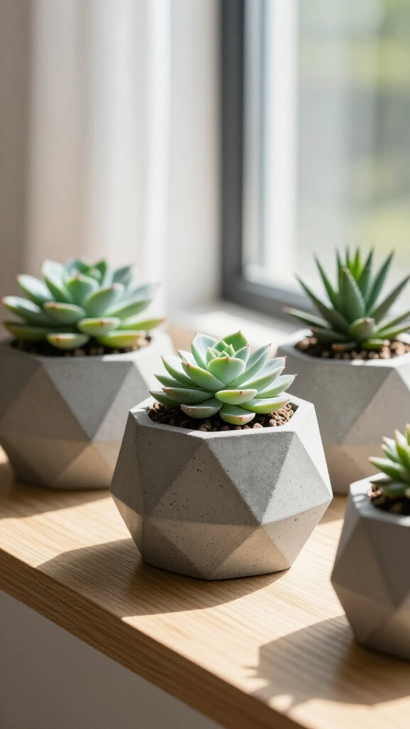 Minimalist Geometric Concrete Planters