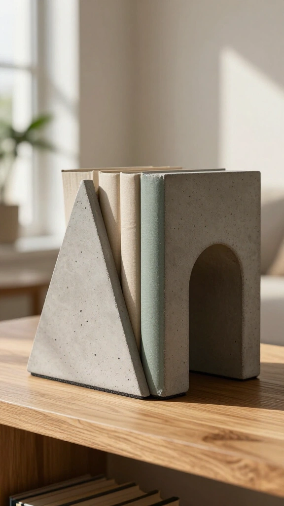 Modern Industrial Concrete Bookends