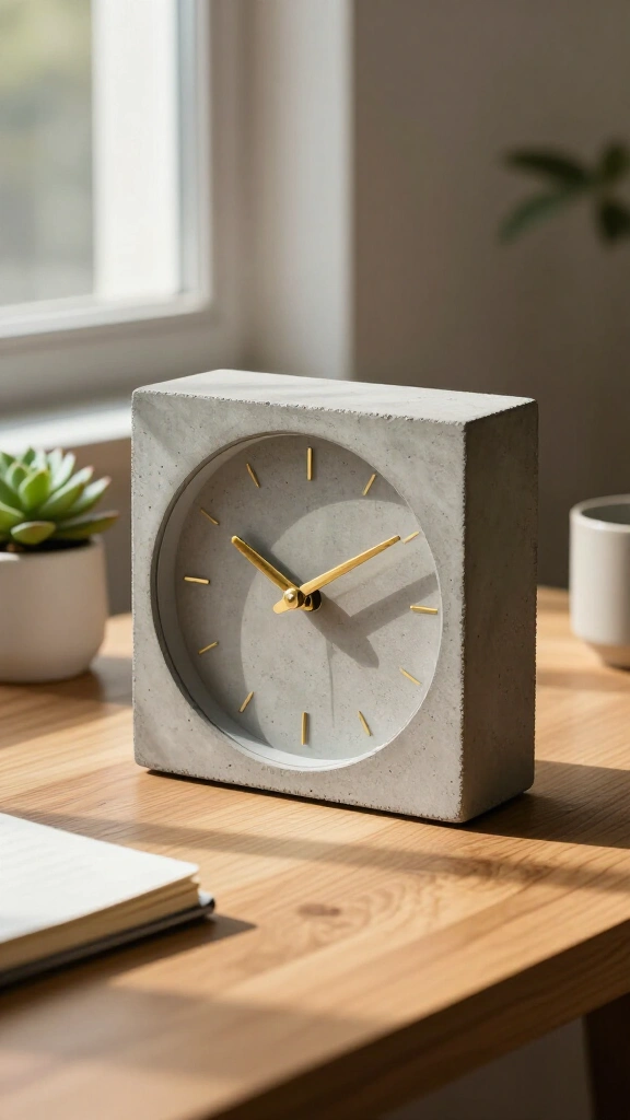 Brutalist Concrete Desk Clock