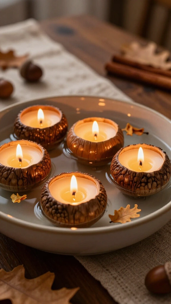 Acorn cap floating tea lights