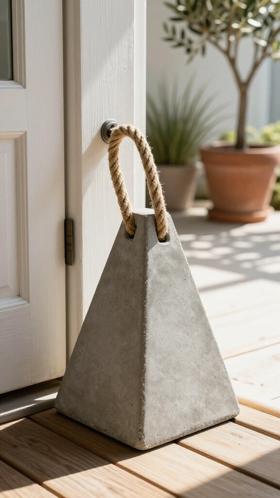 Cement Doorstop with Nautical Rope