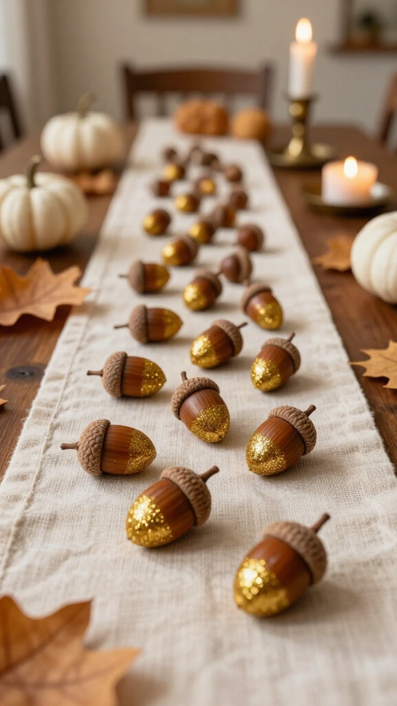 Glitter acorn table scatter