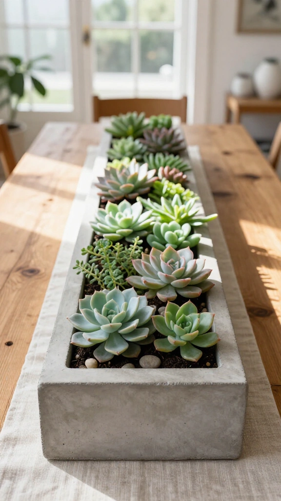 Concrete Succulent Centerpiece Trough