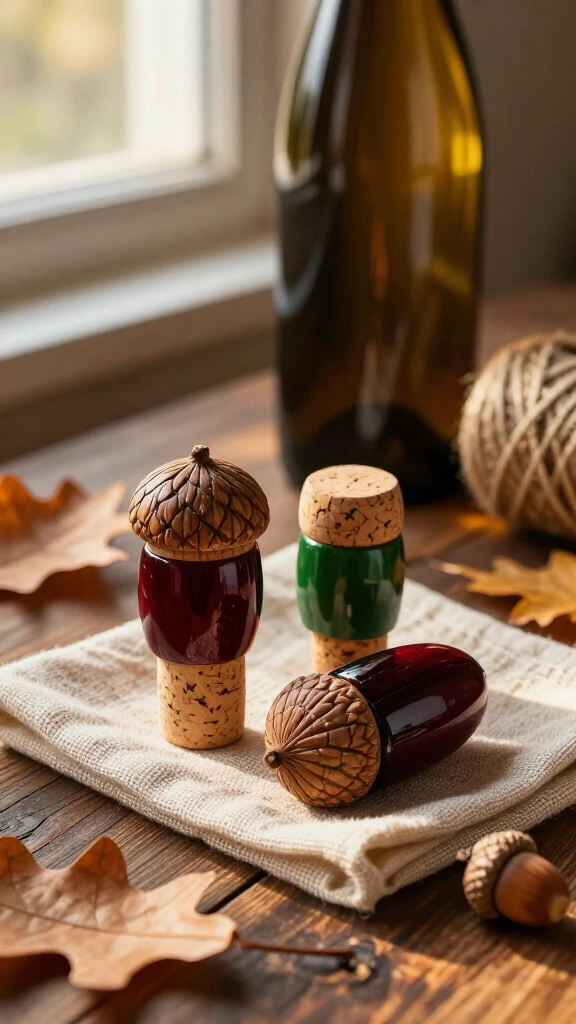 Acorn-topped wine bottle stoppers