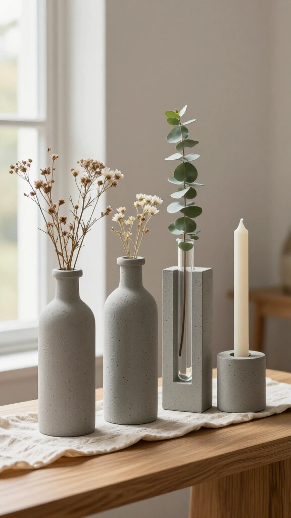 Concrete Bottle Vases & Candle Holders
