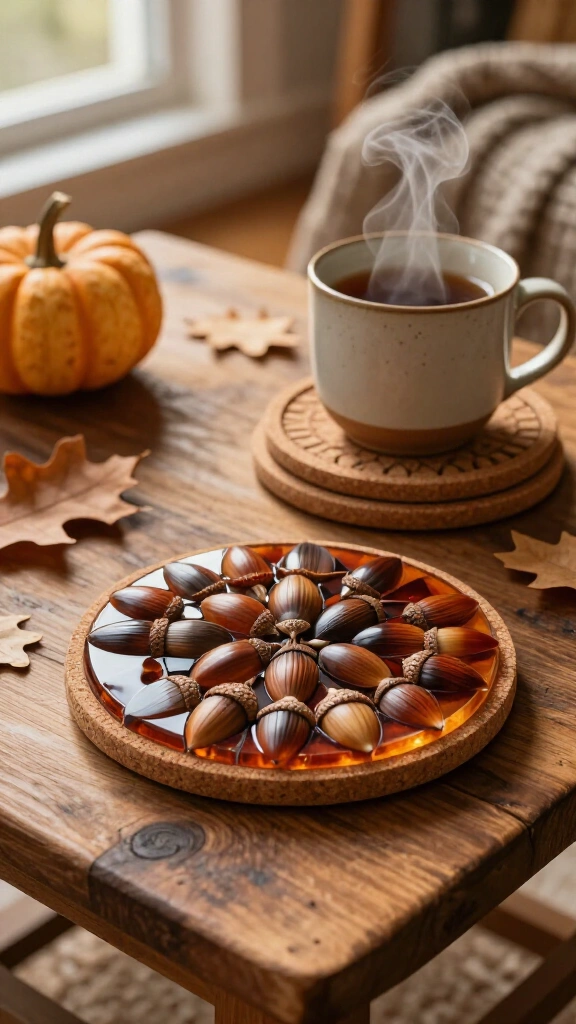 Acorn mosaic coasters