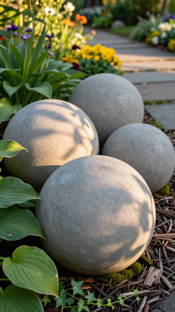Concrete Sphere Garden Ornaments