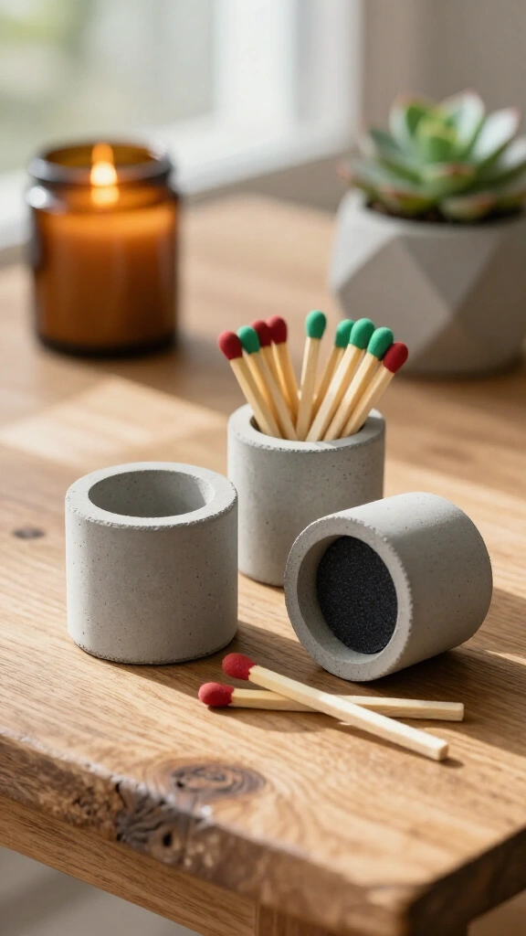 Mini Concrete Match Striker Pots