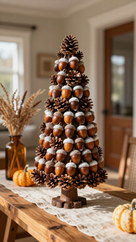 Acorn pinecone tree display