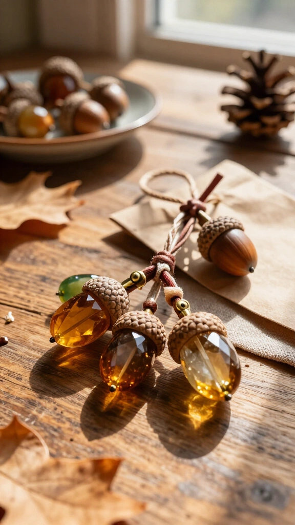 Beaded acorn charms
