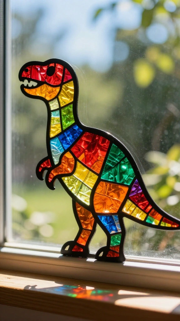 Tissue Paper Suncatcher Dino
